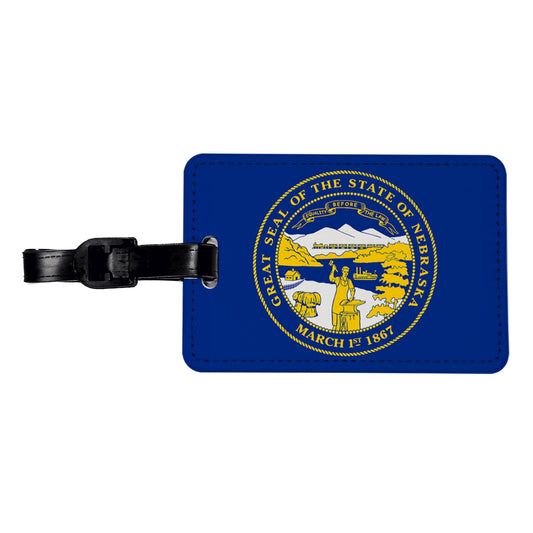 Nebraska NE State Flag Travel Faux Leather Luggage Tag