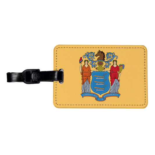 New Jersey NJ State Flag Travel Faux Leather Luggage Tag