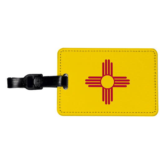 New Mexico NM State Flag Travel Faux Leather Luggage Tag