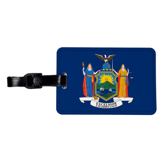 New York NY State Flag Travel Faux Leather Luggage Tag