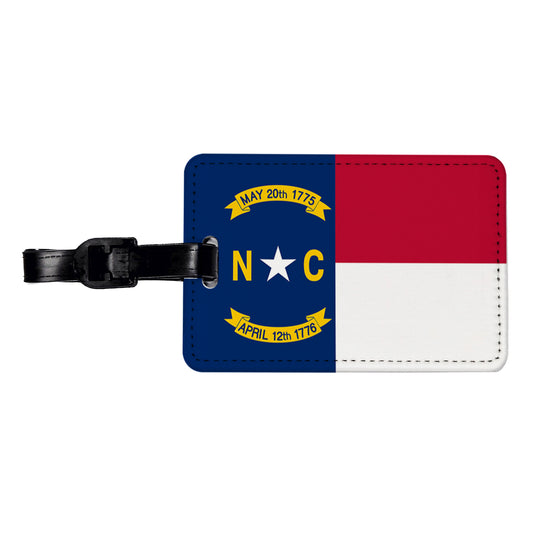 North Carolina State Flag Travel Faux Leather Luggage Tag