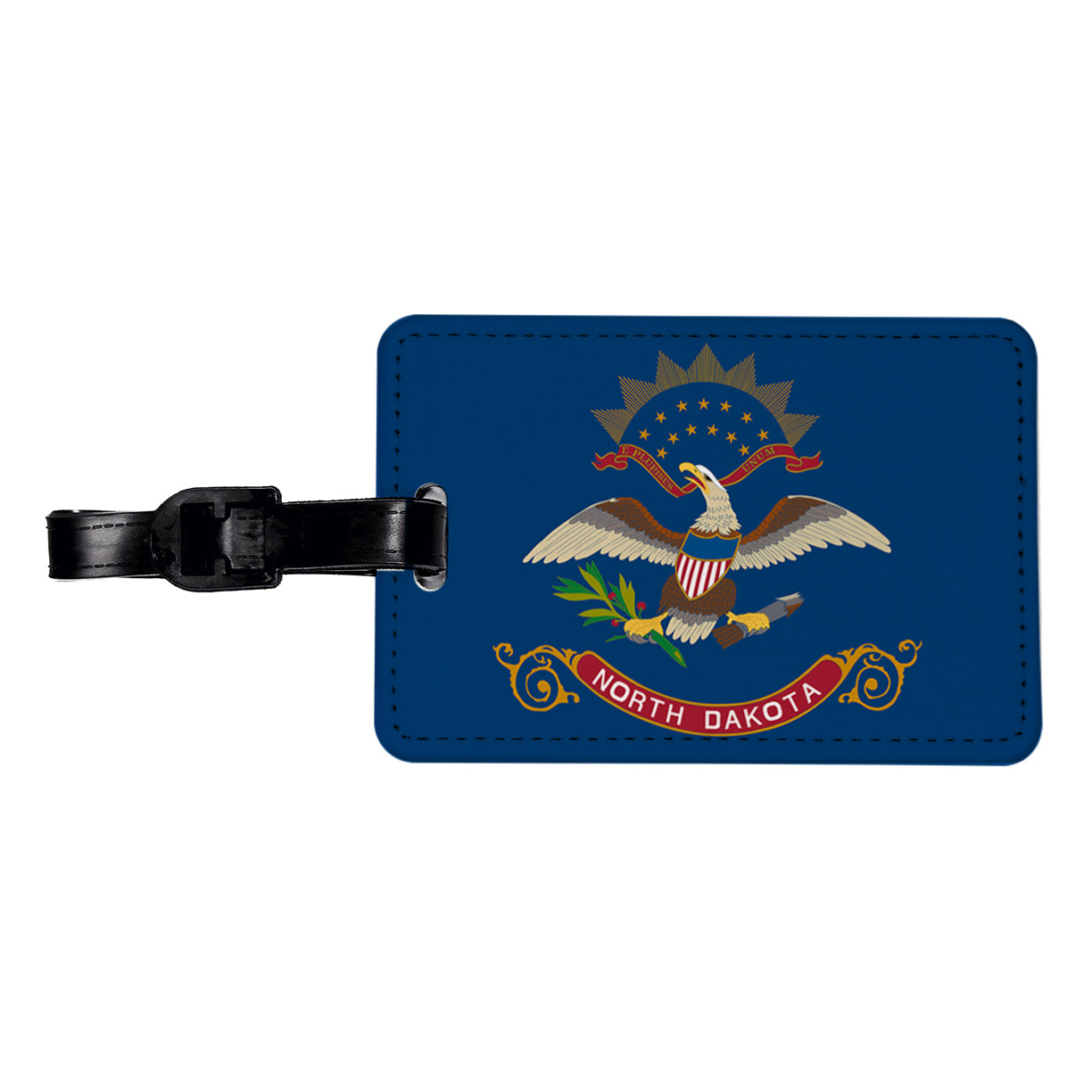 North Dakota ND State Flag Travel Faux Leather Luggage Tag