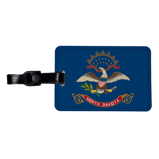North Dakota ND State Flag Travel Faux Leather Luggage Tag