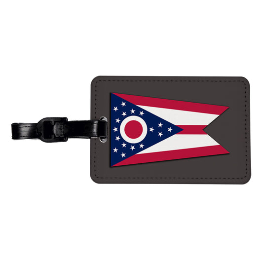 Ohio OH State Flag Travel Faux Leather Luggage Tag