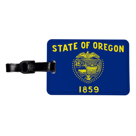 Oregon OR State Flag Travel Faux Leather Luggage Tag