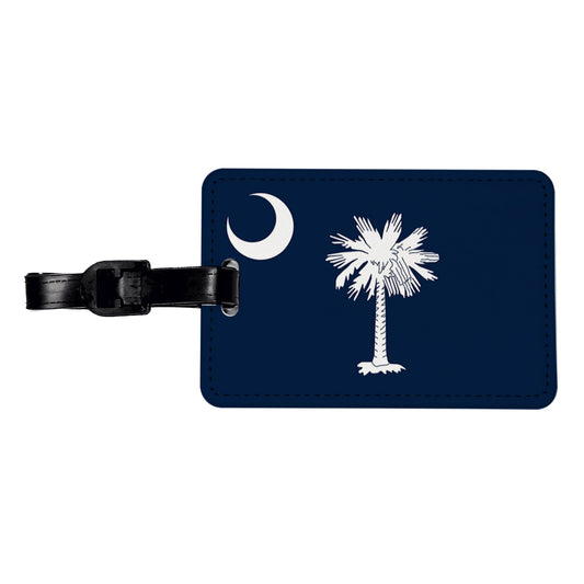 South Carolina SC State Flag Travel Faux Leather Luggage Tag