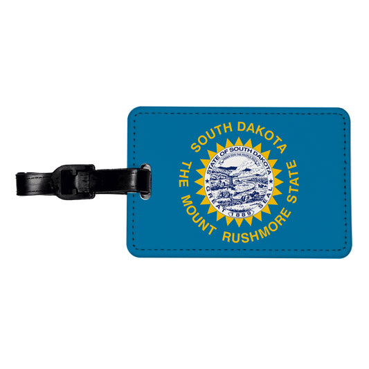 South Dakota SD State Flag Travel Faux Leather Luggage Tag