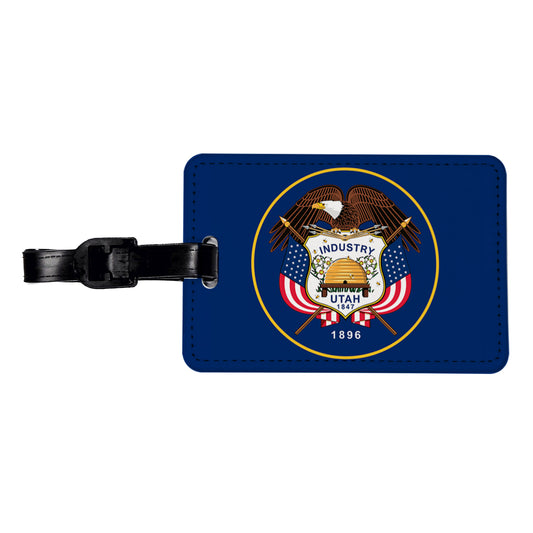 Utah UT State Flag Travel Faux Leather Luggage Tag