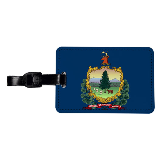 Vermont VT State Flag Travel Faux Leather Luggage Tag