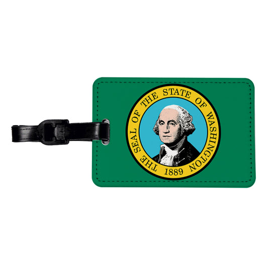 Washington WA State Flag Travel Faux Leather Luggage Tag