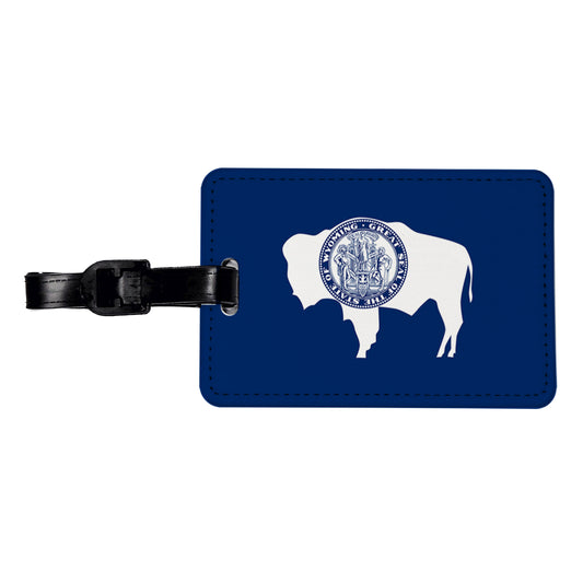 Wyoming WY State Flag Travel Faux Leather Luggage Tag
