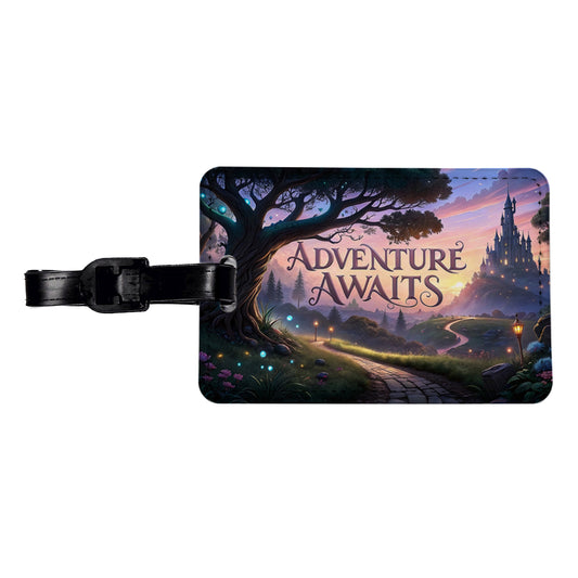 Adventure Awaits Fantasy World Travel Faux Leather Luggage Tag