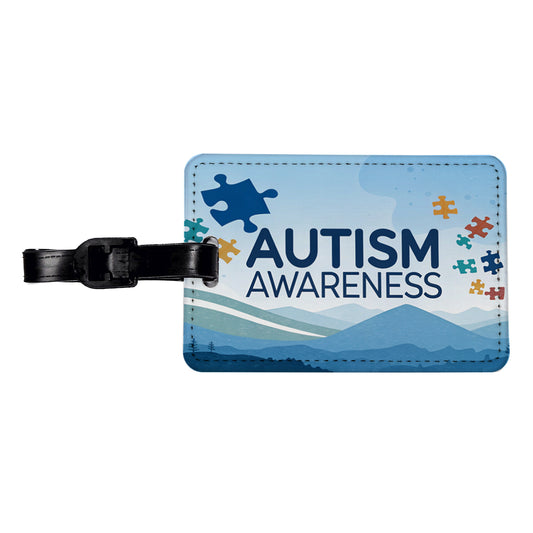 Autism Awareness Flying Puzzle Pieces Travel Faux Leather Luggage Tag