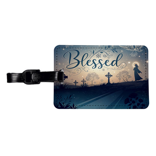 Blessed Religious Crosses Travel Faux Leather Luggage Tag