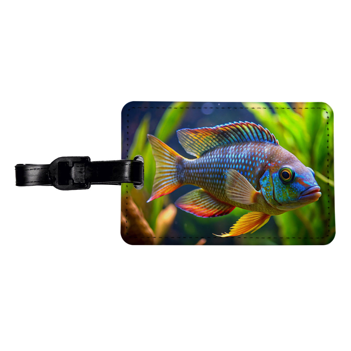 Cichlid Aquarium Fish Travel Faux Leather Luggage Tag