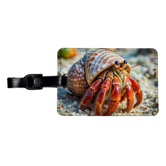 Hermit Crab in the Ocean Travel Faux Leather Luggage Tag