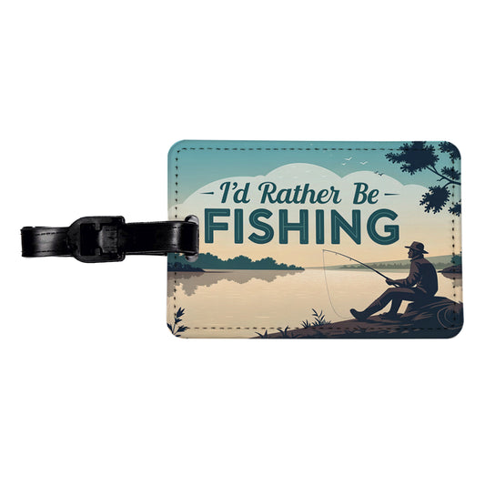 I'd Rather Be Fishing Fish Travel Faux Leather Luggage Tag