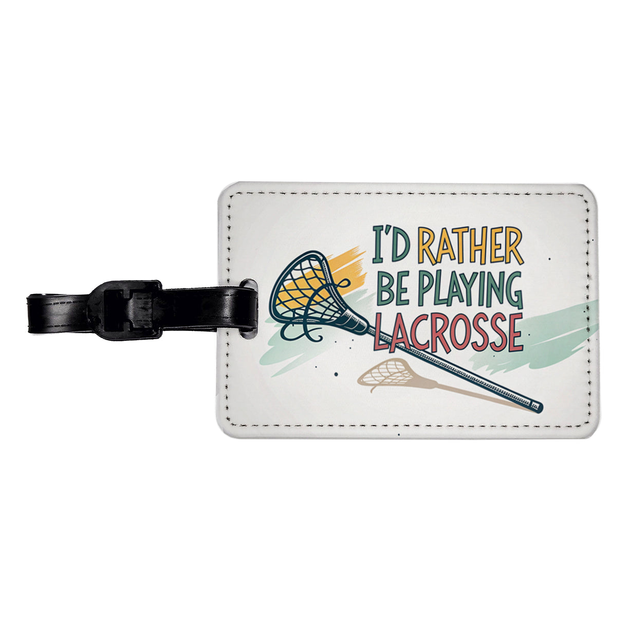 I'd Rather Be Playing Lacrosse Travel Faux Leather Luggage Tag
