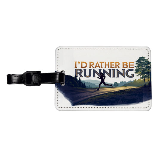 I'd Rather Be Running Woman Jogging Travel Faux Leather Luggage Tag