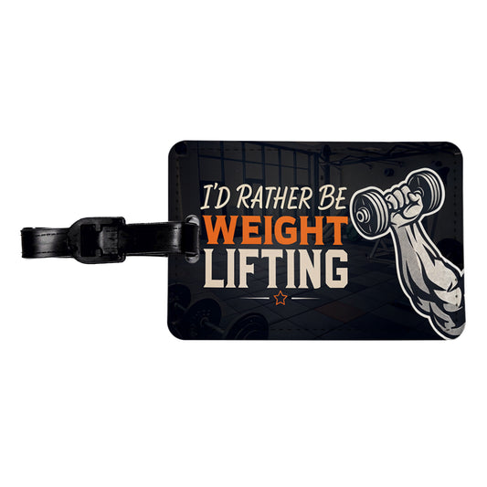 I'd Rather Be Weight Lifting Dumbbell Travel Faux Leather Luggage Tag
