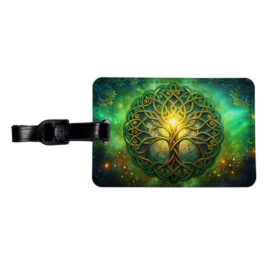 Irish Celtic Elegant Tree Of Life Travel Faux Leather Luggage Tag