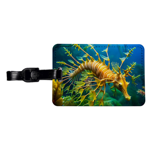 Leafy Seadragon Swimming Travel Faux Leather Luggage Tag