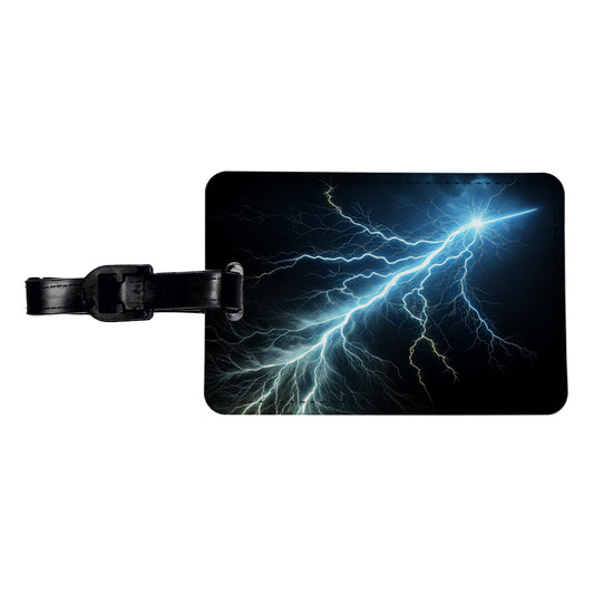 Lightning Bolt Strike at Night Travel Faux Leather Luggage Tag