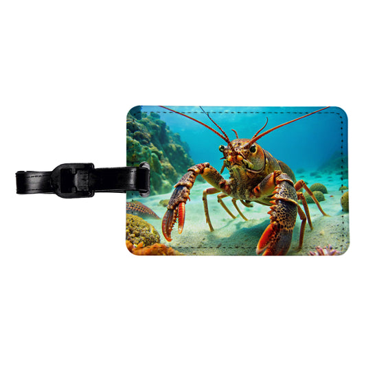 Lobster In The Ocean Travel Faux Leather Luggage Tag