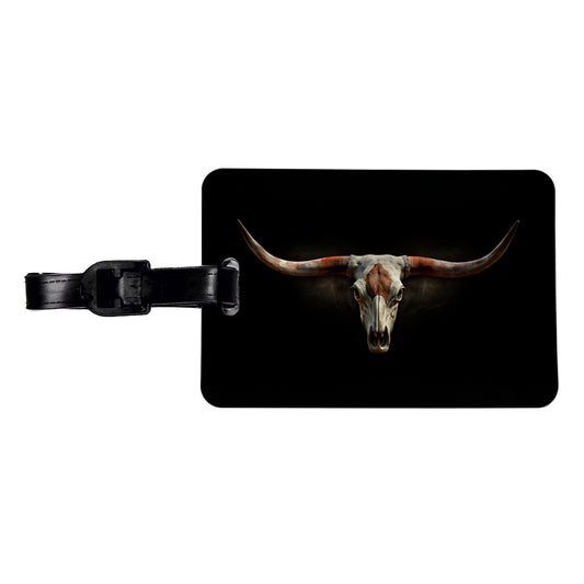 Longhorn Cattle Skull Travel Faux Leather Luggage Tag