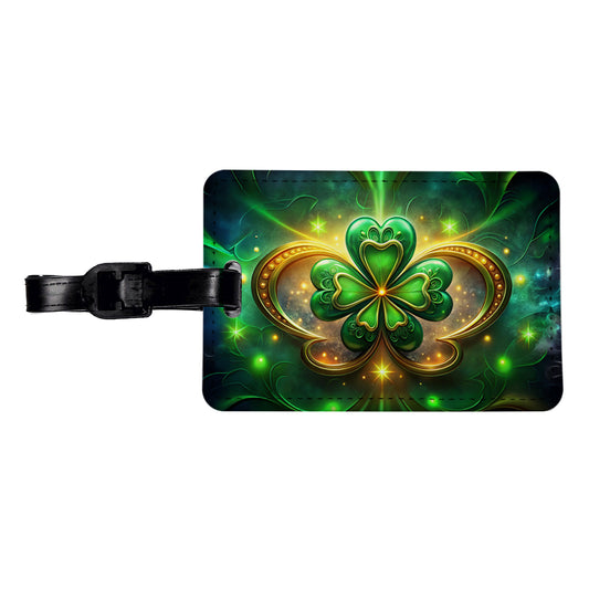 Luck Of The Irish Clover Design Travel Faux Leather Luggage Tag