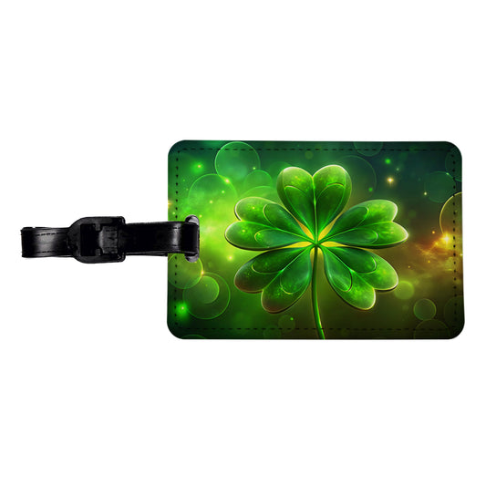Lucky Irish Five Leaf Clover Travel Faux Leather Luggage Tag