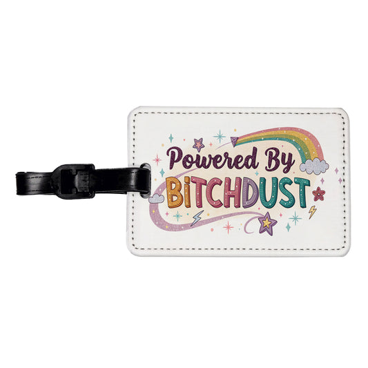 Powered By Bitchdust Sparkly Stars Rainbow Travel Faux Leather Luggage Tag