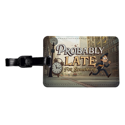 Probably Late For Something Funny Travel Faux Leather Luggage Tag