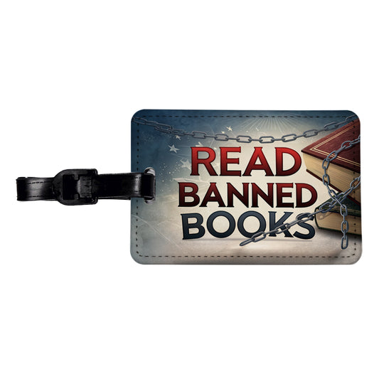 Read Banned Books Chains Travel Faux Leather Luggage Tag