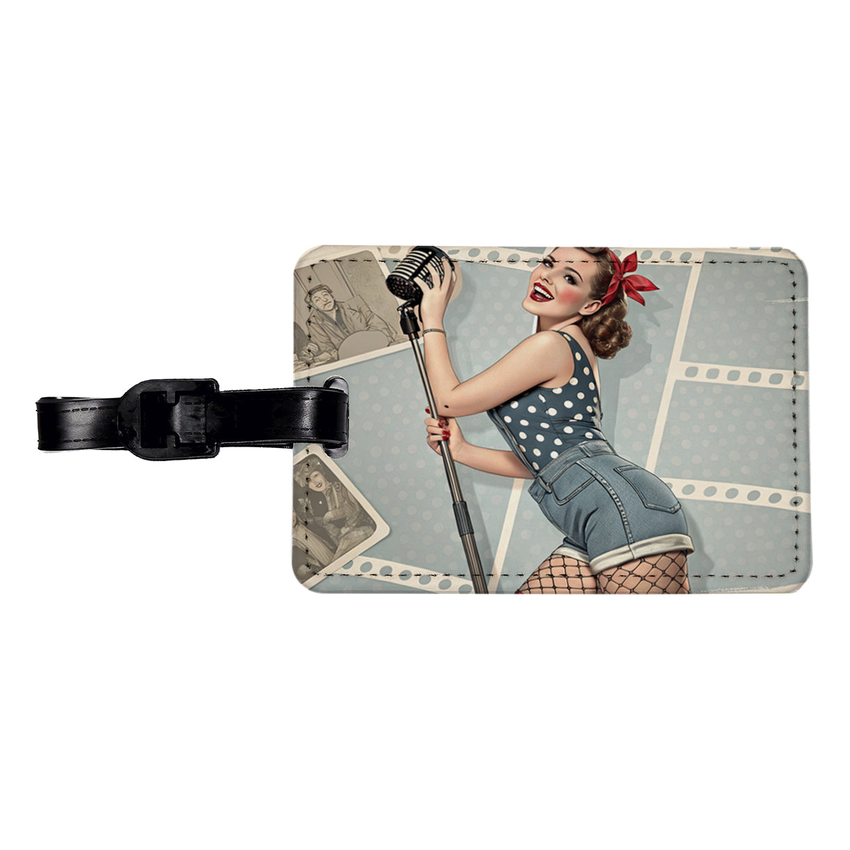 Rockabilly Retro 50's Pin-Up Girl Travel Faux Leather Luggage Tag
