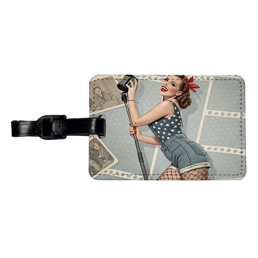 Rockabilly Retro 50's Pin-Up Girl Travel Faux Leather Luggage Tag
