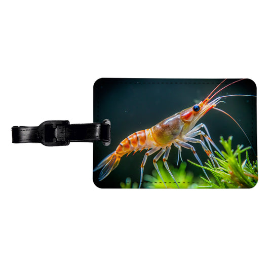 Shrimp Swimming Travel Faux Leather Luggage Tag
