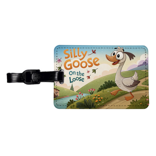 Silly Goose On The Loose Funny Cartoon Travel Faux Leather Luggage Tag