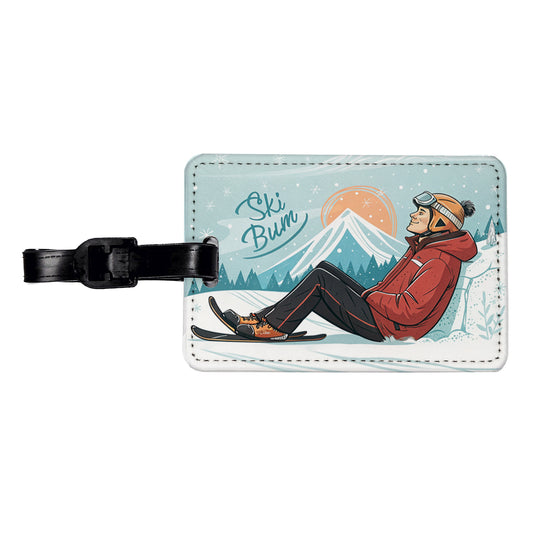 Ski Bum Lounging Travel Faux Leather Luggage Tag