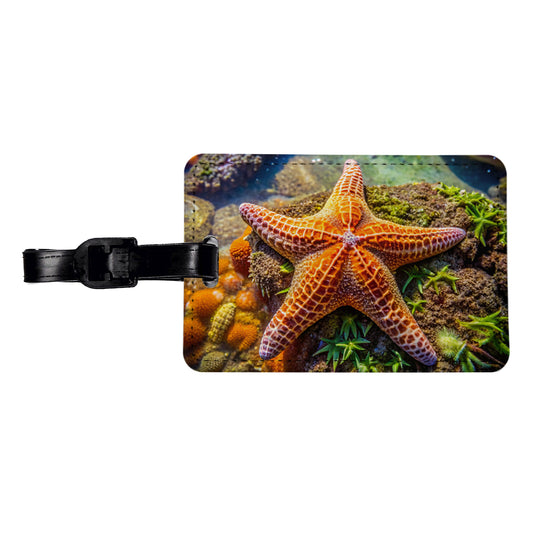 Starfish In Tide Pool Travel Faux Leather Luggage Tag
