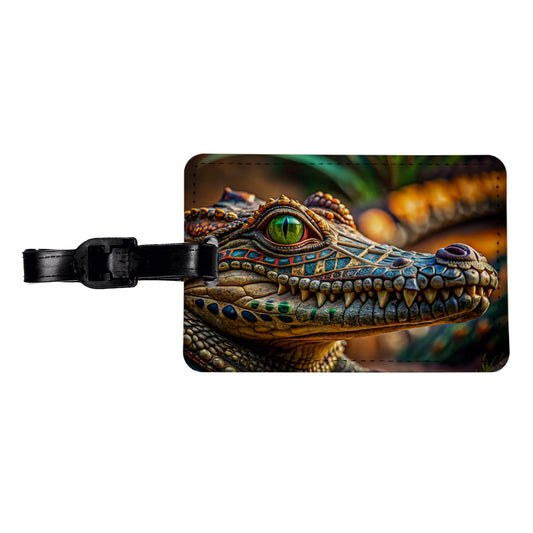 Stylish Colorful Alligator Head Travel Faux Leather Luggage Tag