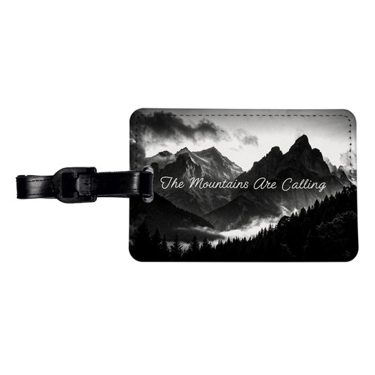 The Mountains Are Calling Adventure Awaits Travel Faux Leather Luggage Tag
