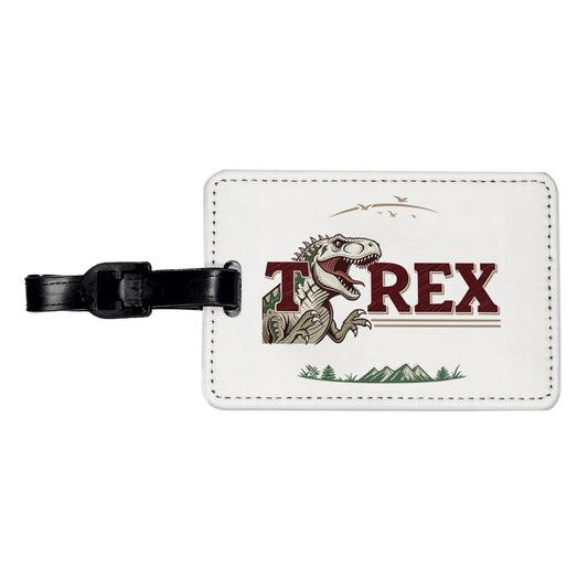 Tyrannosaurus T-Rex Dinosaur Cartoon Travel Faux Leather Luggage Tag