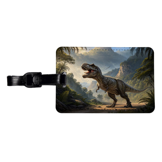 Tyrannosaurus T-Rex Dinosaur in the Wild Travel Faux Leather Luggage Tag