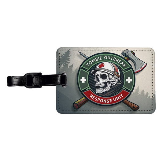 Zombie Outbreak Response Unit Skull Travel Faux Leather Luggage Tag