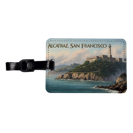 Alcatraz Prison Island San Francisco Travel Faux Leather Luggage Tag