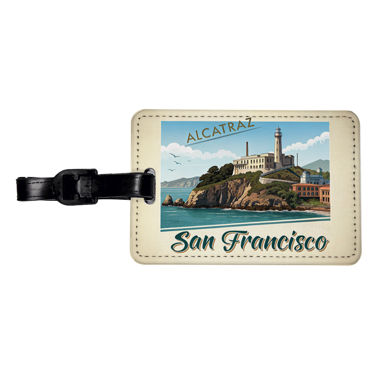 Alcatraz San Francisco Prison Travel Stamp Travel Faux Leather Luggage Tag