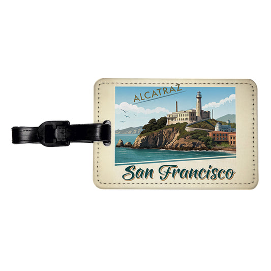 Alcatraz San Francisco Prison Travel Stamp Travel Faux Leather Luggage Tag