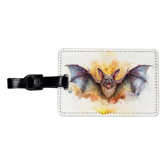 Angry Bat Watercolor Travel Faux Leather Luggage Tag