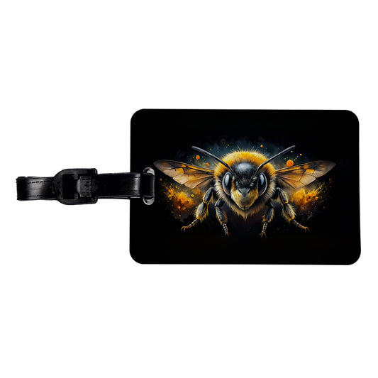Angry Bumblebee Watercolor Travel Faux Leather Luggage Tag
